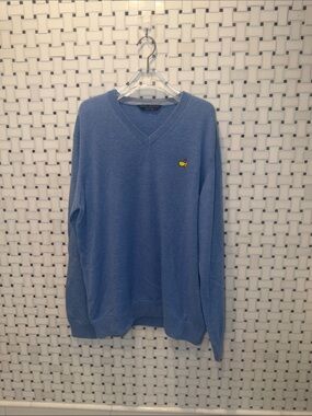 Clubhouse Collection Masters Light Blue V-Neck Sweater Embroidered Logo - Men
